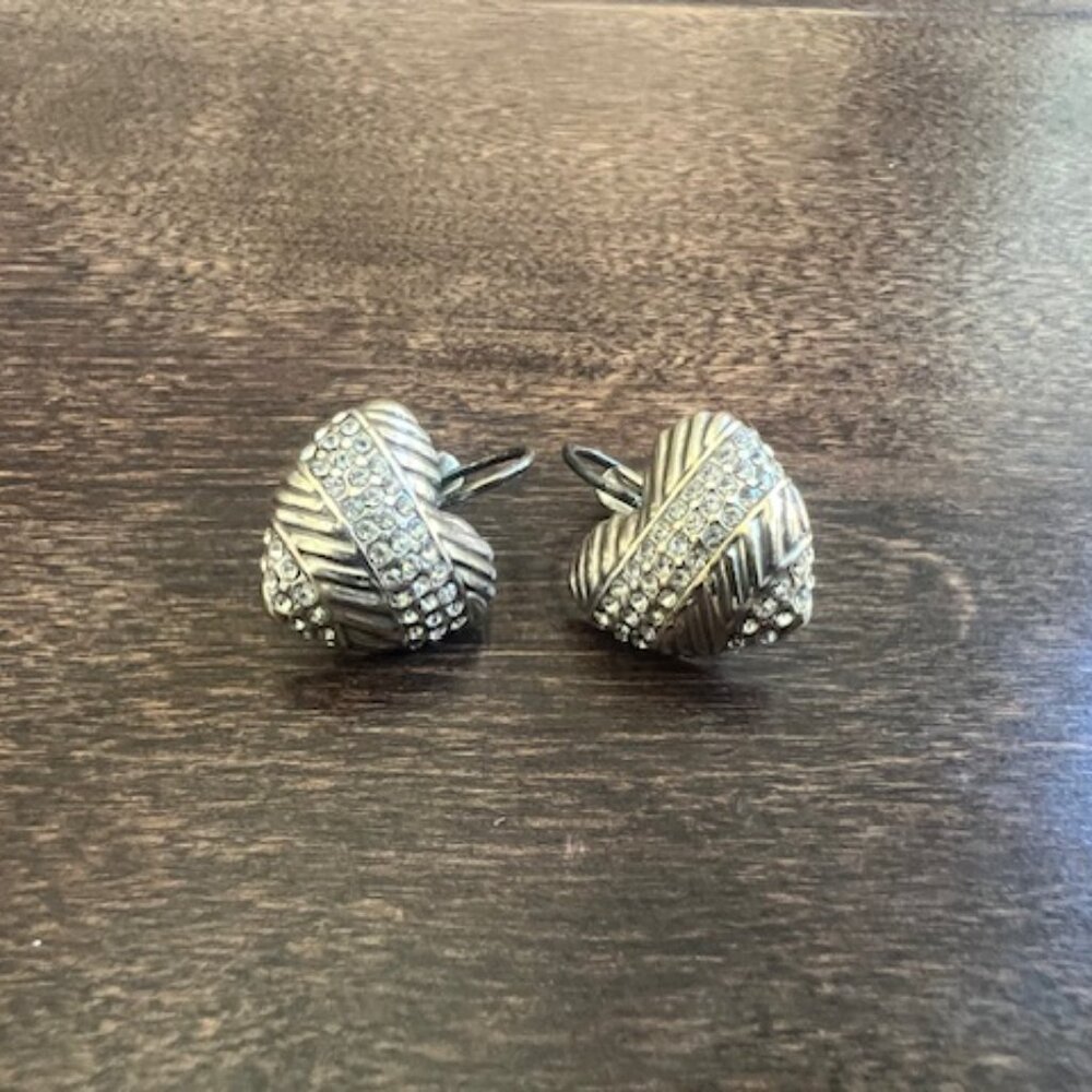 Brighton Silver Meridian Heart Earrings with Crystals – Silver Leverback